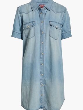 Lucky Brand Light Wash Denim Shirt Dress